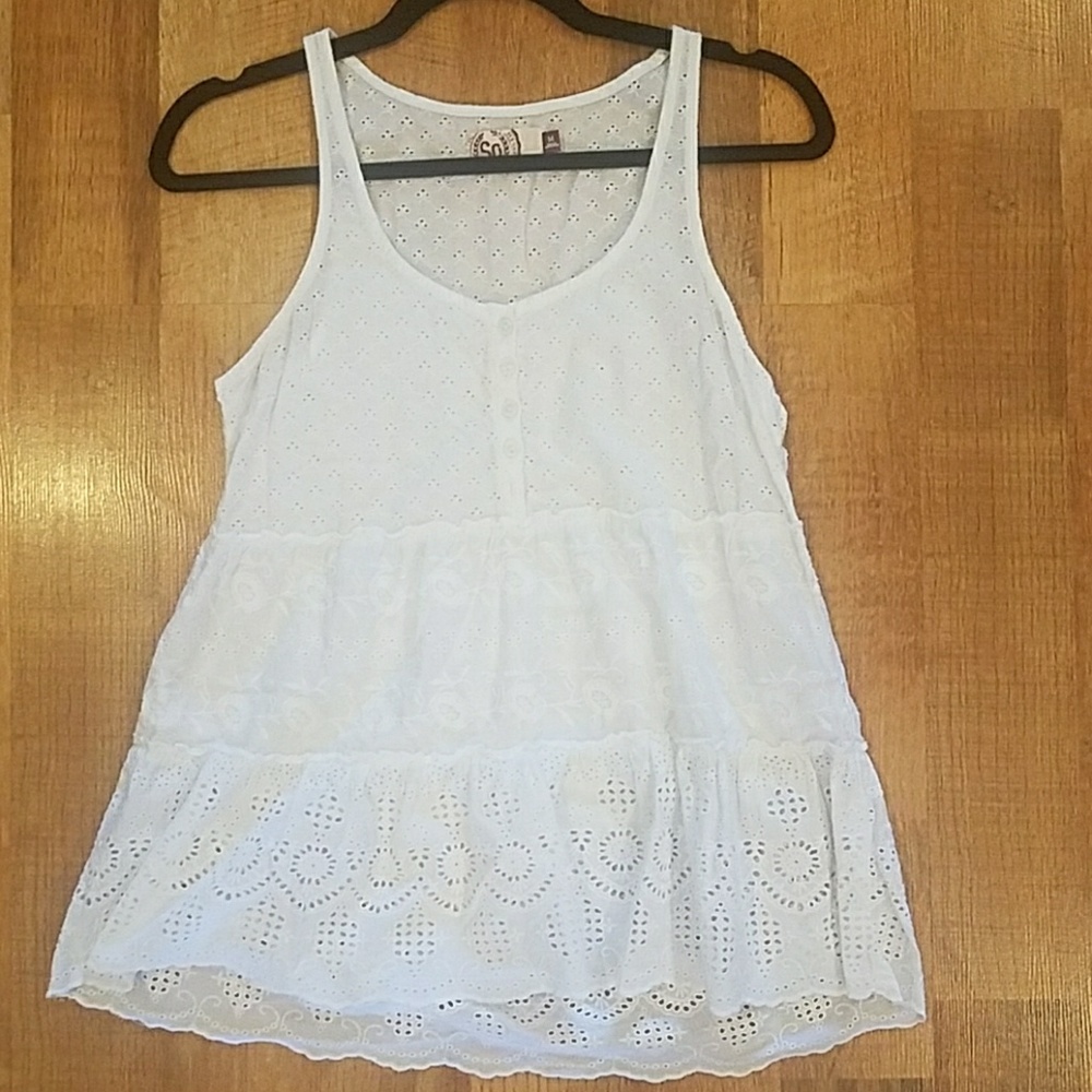 White Eyelet Tank